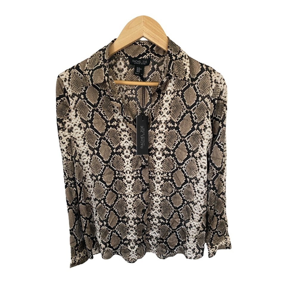 Rachel Zoe Snake Print Blouse in Tan, Black, Cream